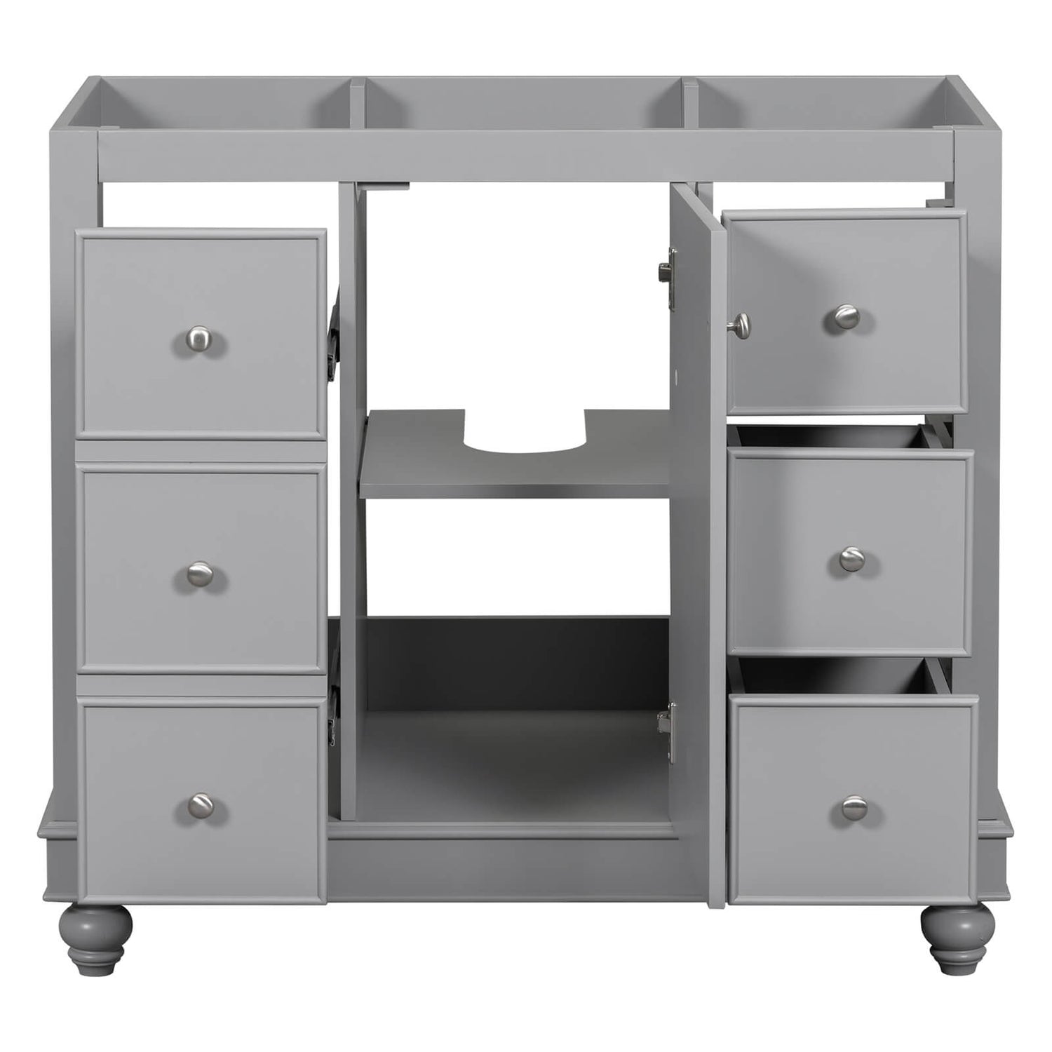 Contemporary vanity without a sink emphasizing storage solutions