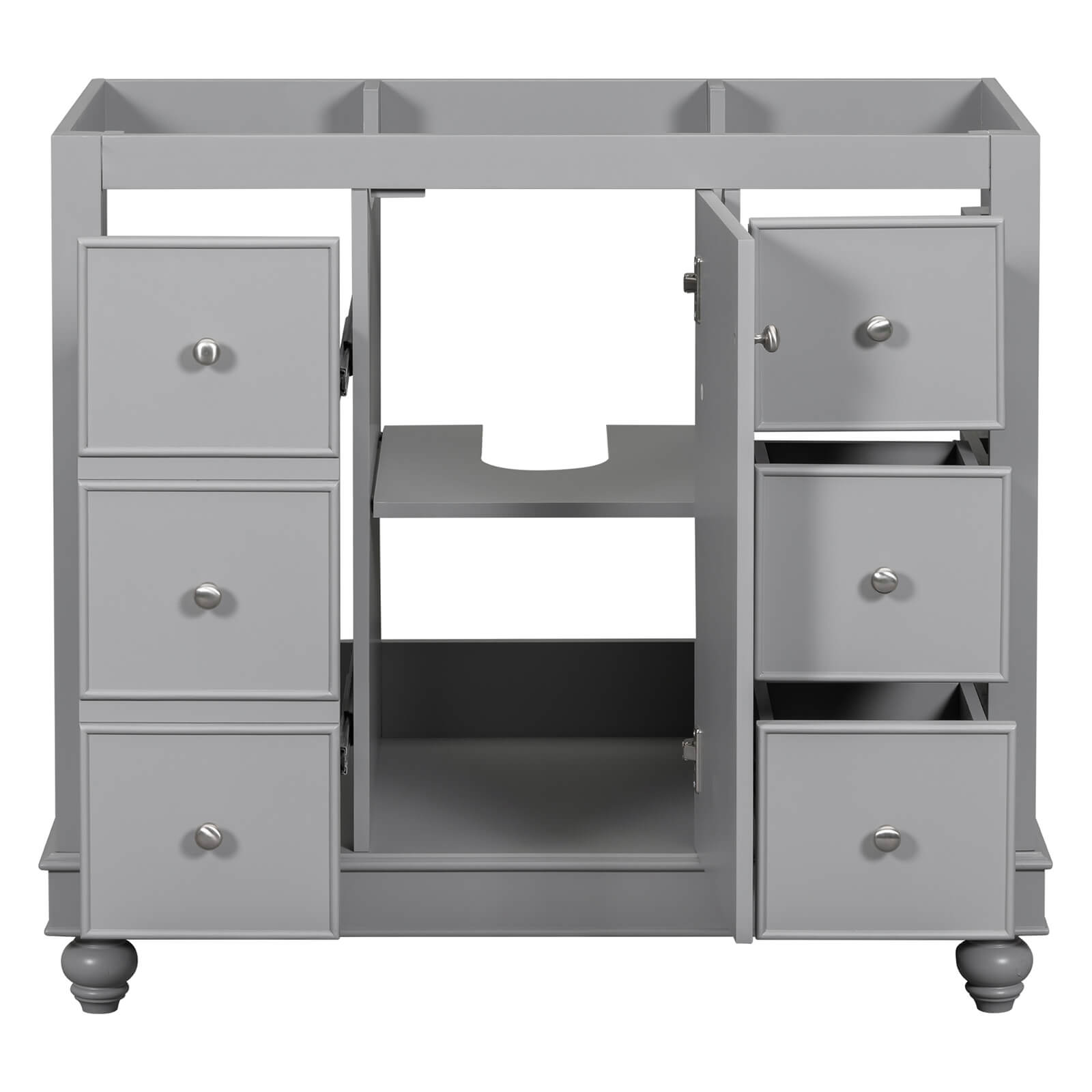 Contemporary vanity without a sink emphasizing storage solutions