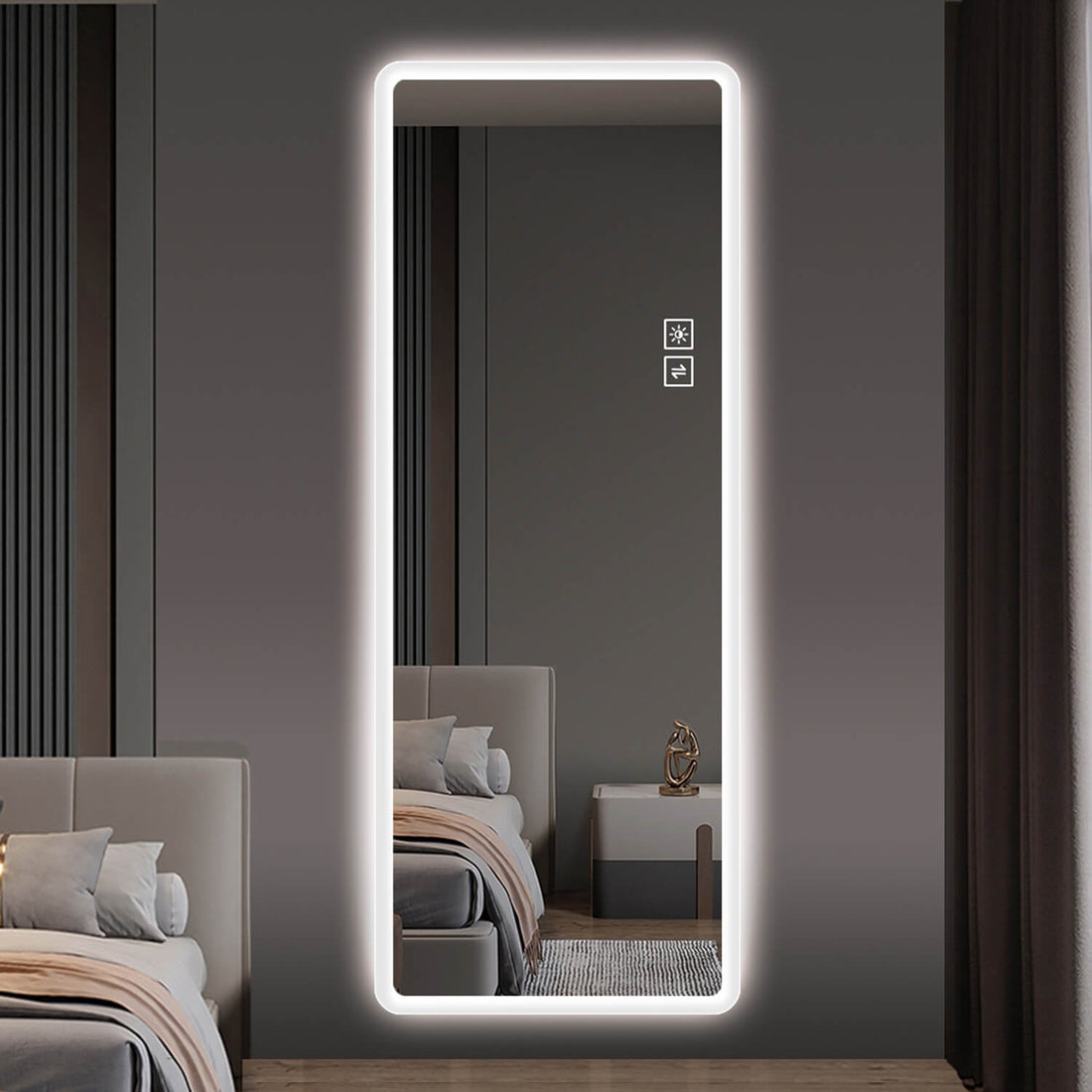 Cool white LED backlit full length mirror for modern bedroom