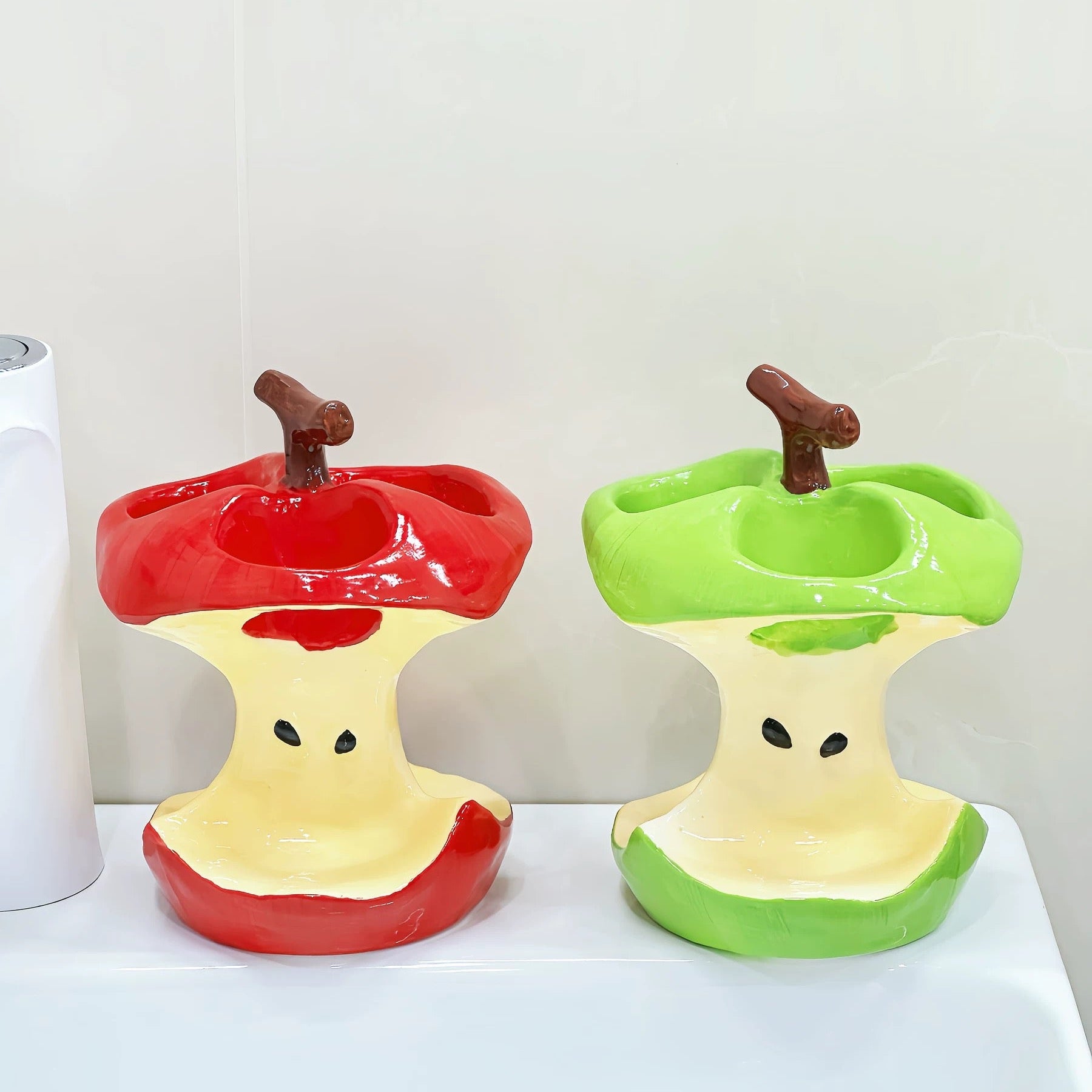 Cute fruit-inspired ceramic toothbrush holder for vanity
