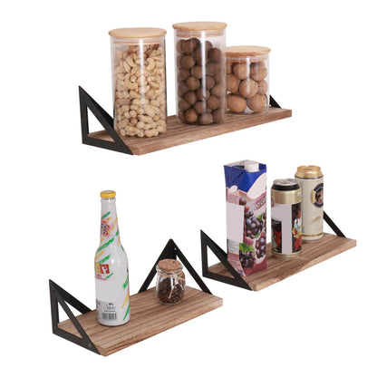 Floating Shelves with Brackets for Bathroom Organization and Decor (Set of 3)
