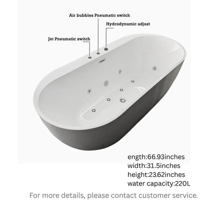 Deep soak massage bathtub with dual jet system