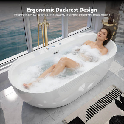 Deep soak massage bathtub with dual jet system