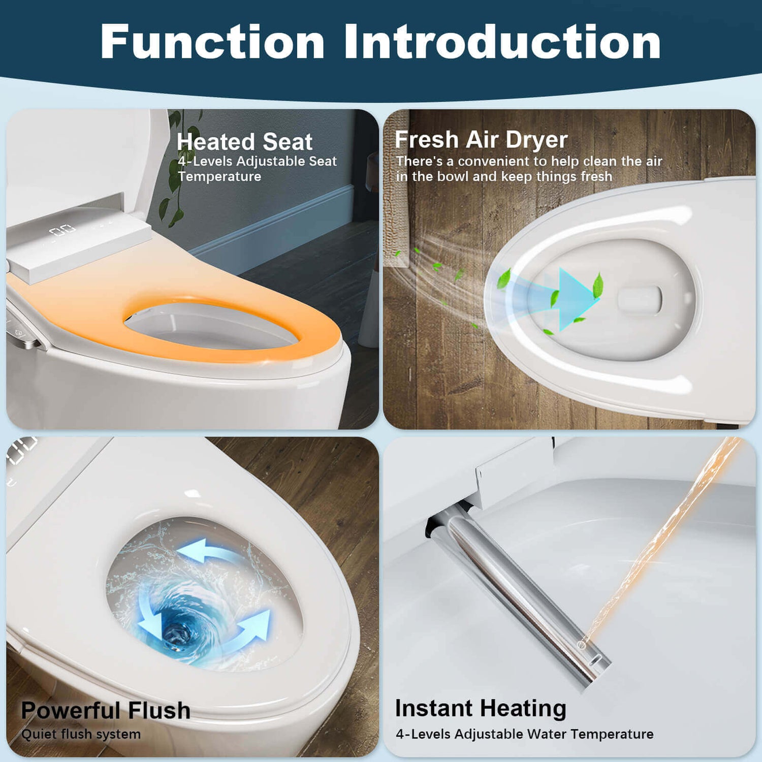 Demonstration of all functions of the smart bidet toilet with elderly and children modes