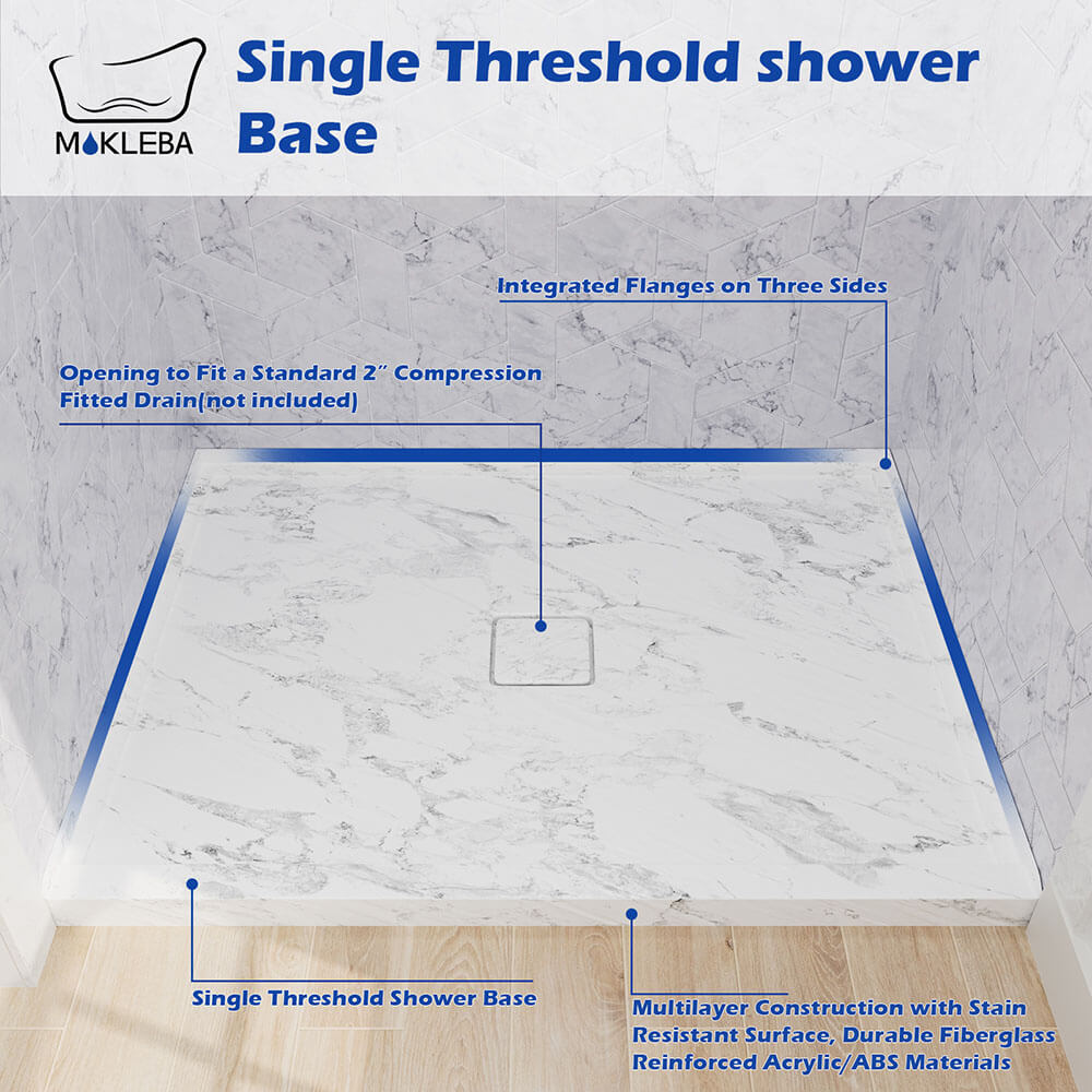 Direct adhesive glue-down installation setup for 48x36 center drain shower base
