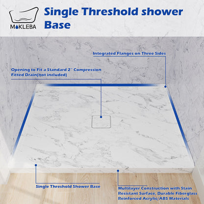 Direct adhesive glue-down installation setup for 48x36 center drain shower base