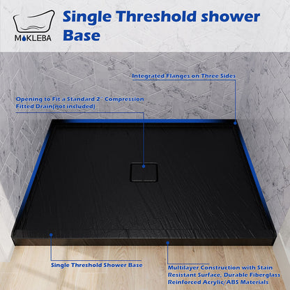 Direct glue-down black shower tray supported by adjustable nylon base feet