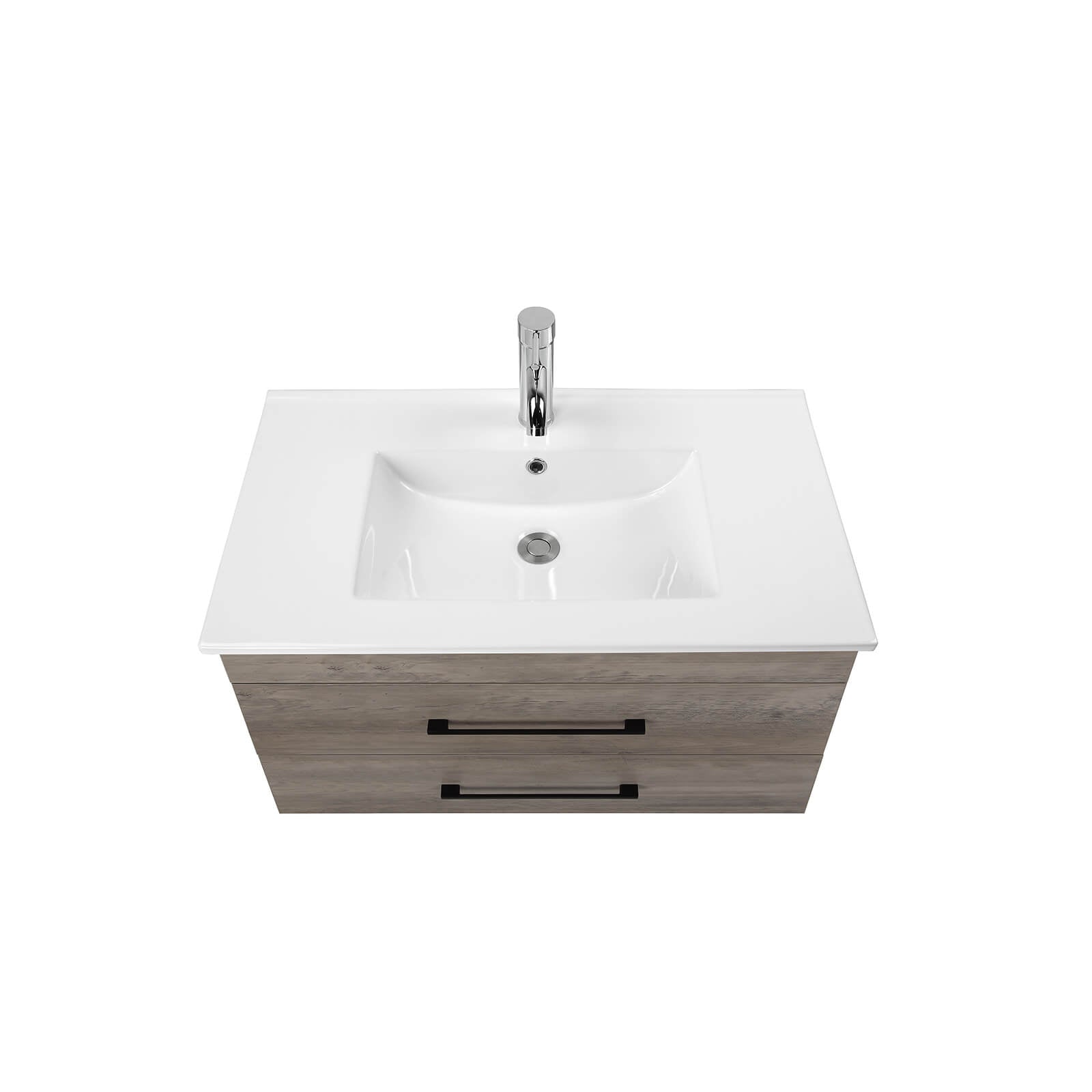 Double drawer vanity with internal storage dividers