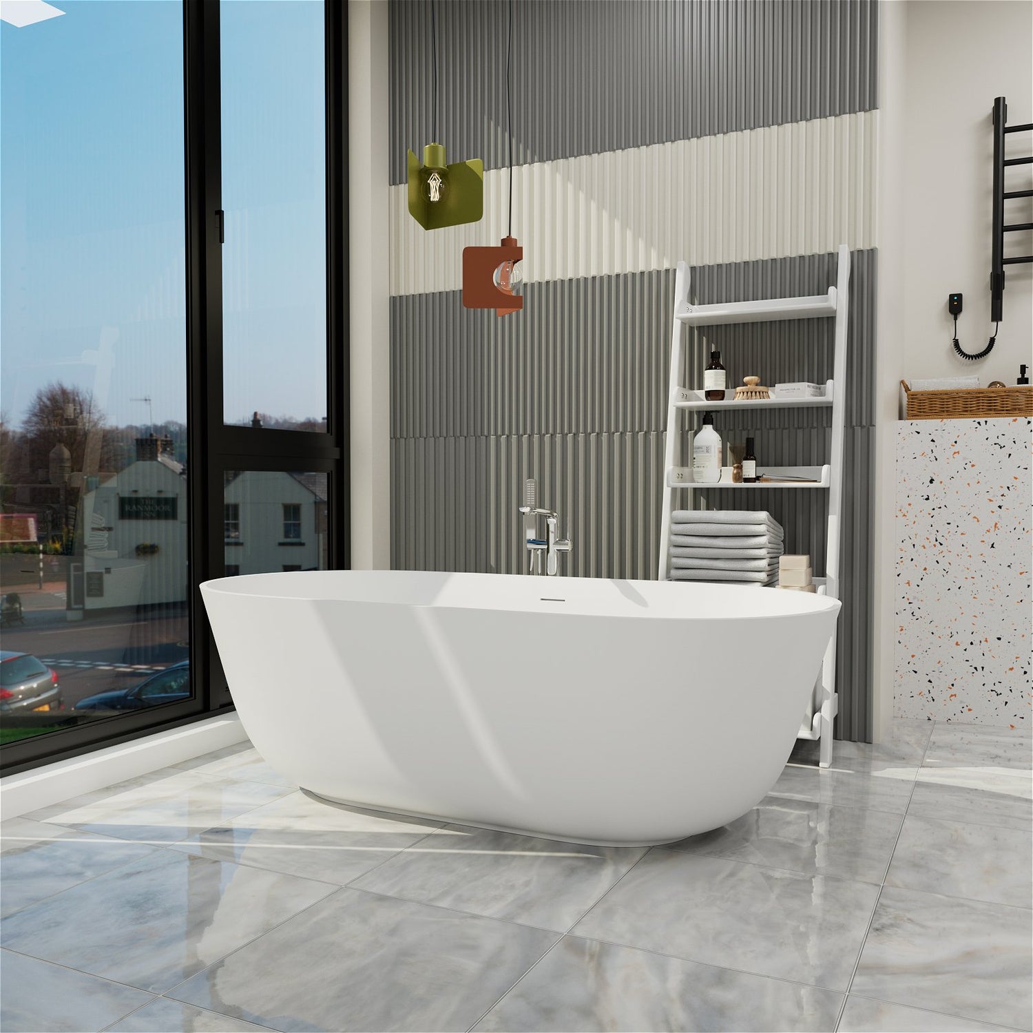 Double ended 67 inch freestanding bathtub with silky smooth matte finish