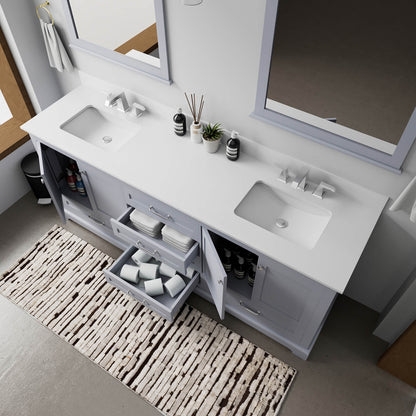 Double sink bathroom vanity with Scandinavian style design