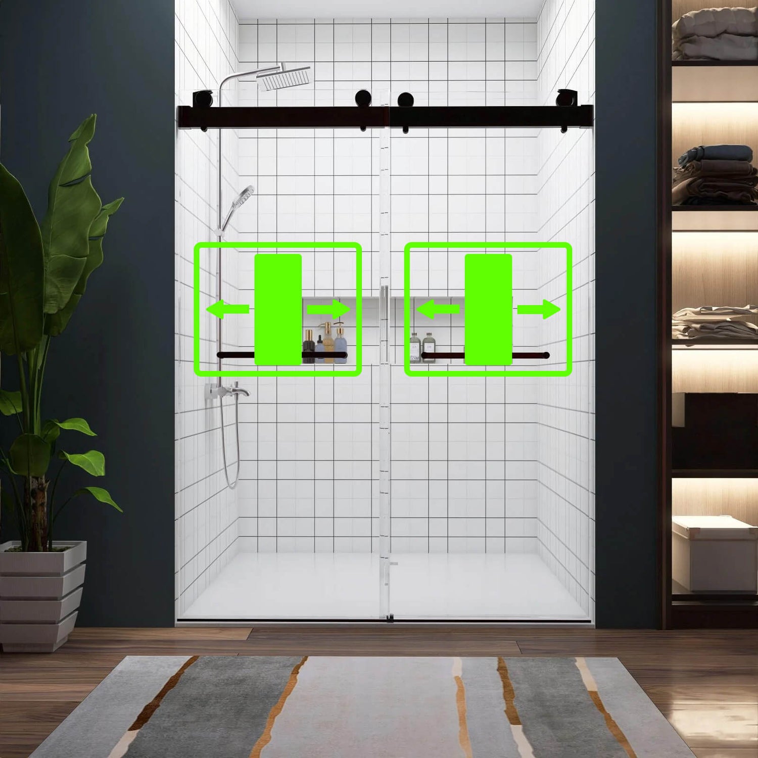 Double sliding shower door schematic