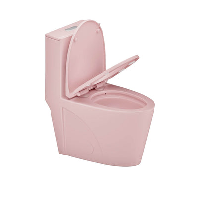 Dual flush pink toilet with 1.1 and 1.60 GPF options