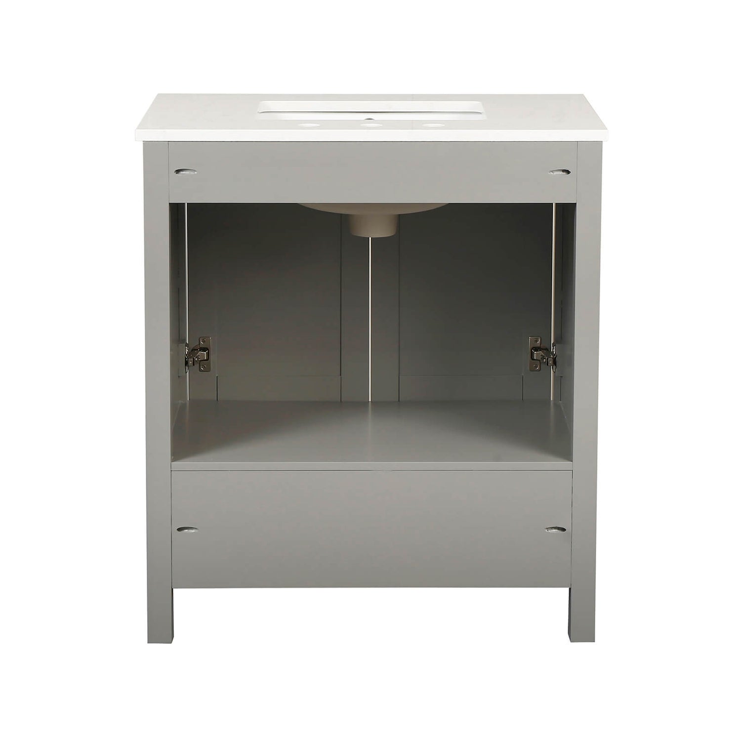 Durable 30 inch grey vanity with soft close drawers and doors