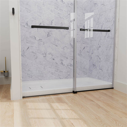 Durable acrylic and ABS shower pan with left drain