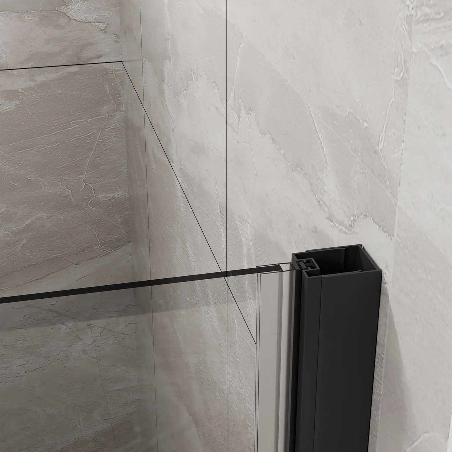 Durable black framed bi fold shower door with corrosion resistant hardware