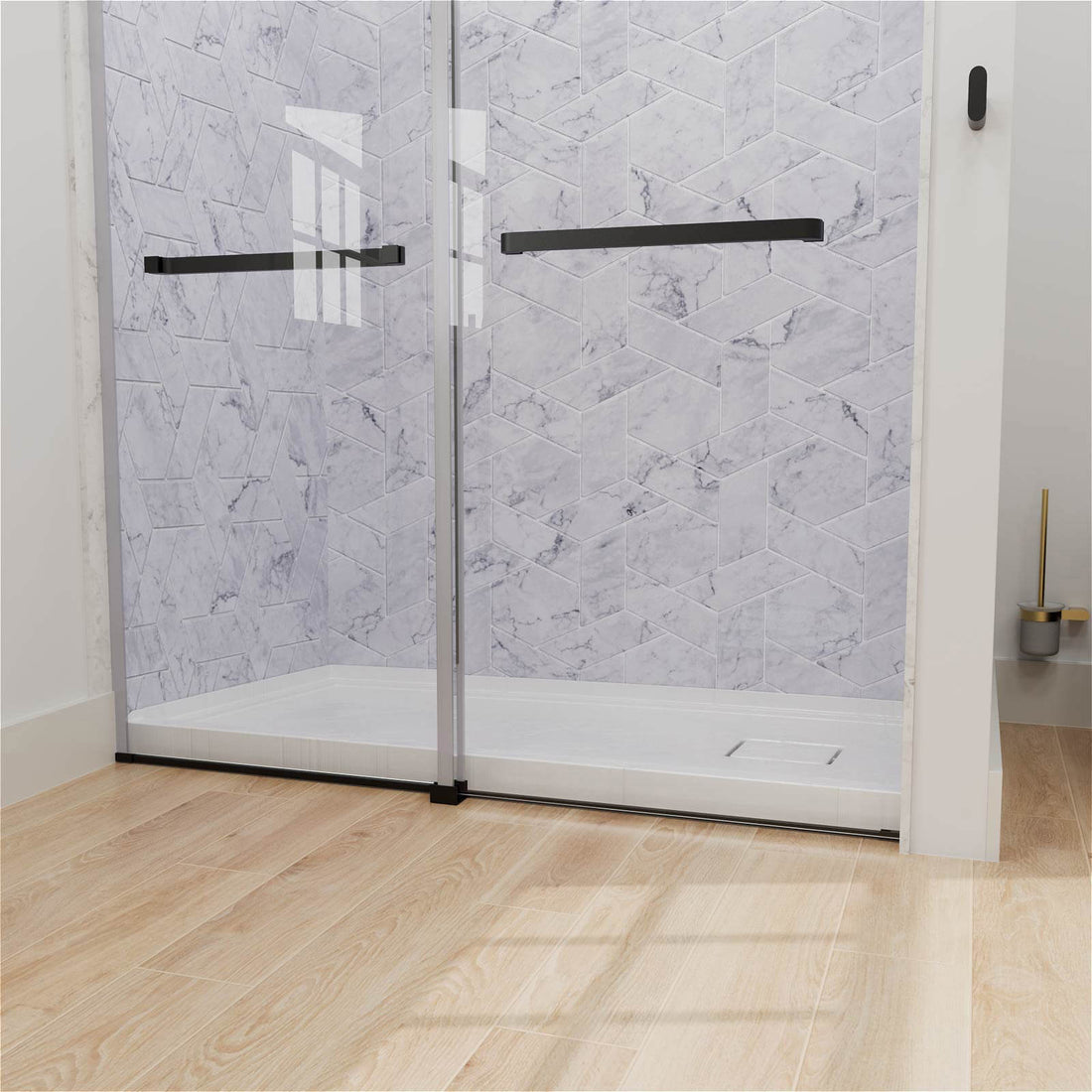 Durable white shower base made from acrylic and ABS