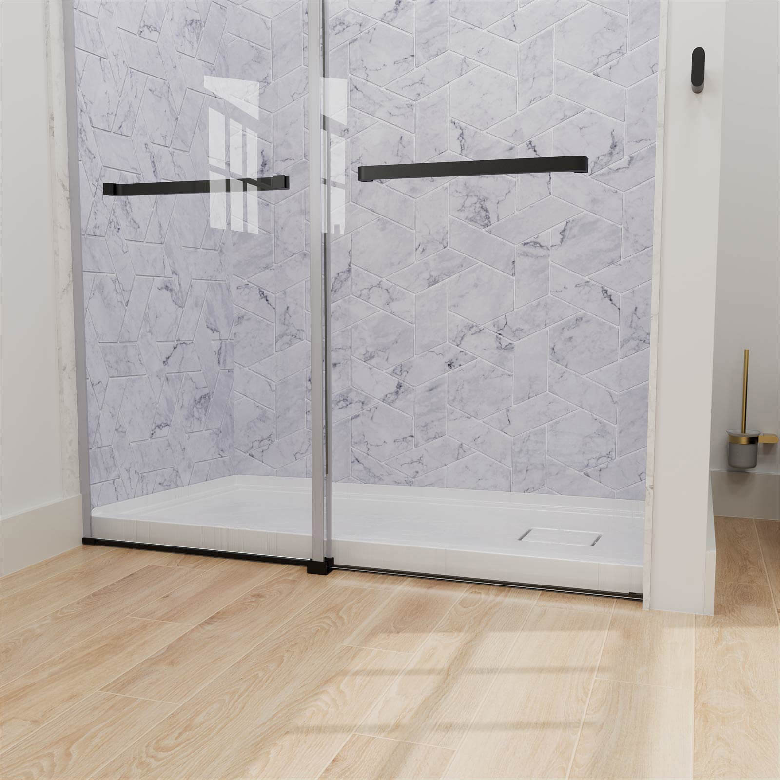 Durable white shower base made from acrylic and ABS