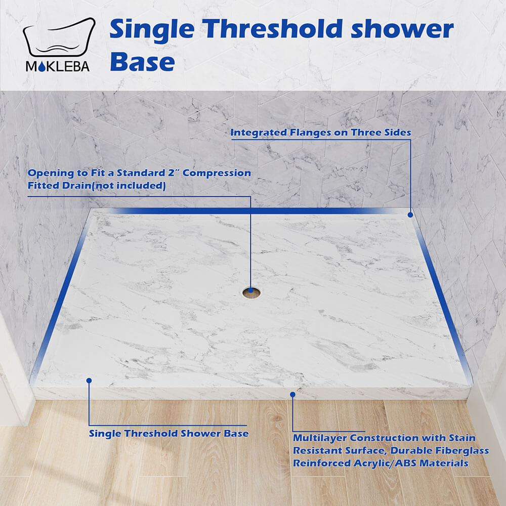Durable acrylic shower base built to resist cracking and fading