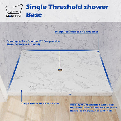 Durable acrylic shower base built to resist cracking and fading