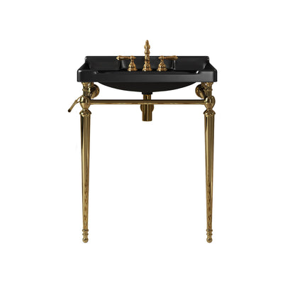 Easy install black ceramic vanity with gold legs