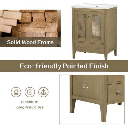 24&quot; Bathroom Vanity with Woven Lattice Doors