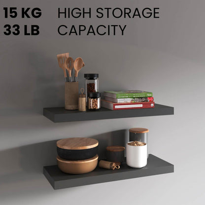 31.5" Matt Gray Floating Shelves for Bathroom Storage (Set of 2)