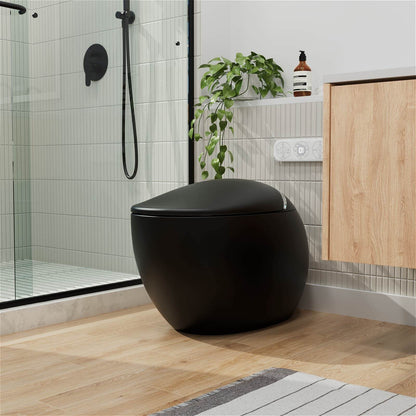 Modern Egg-Shaped Floor Mounted Smart Toilet with Built-in Water Tank