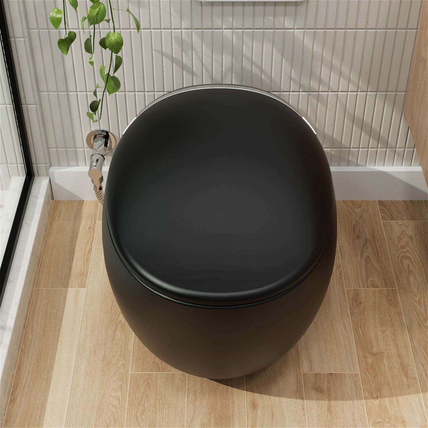 Modern Egg-Shaped Floor Mounted Smart Toilet with Built-in Water Tank