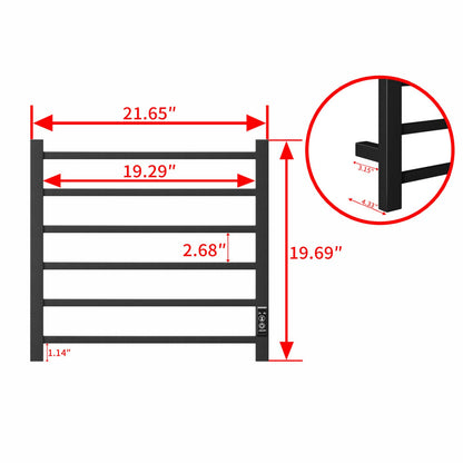 Electric 6 Bar Wall Towel Heater with Timer