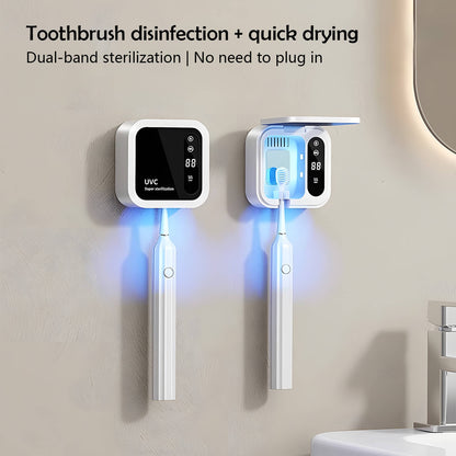 Electric toothbrush holder with UV light for hygiene and drying