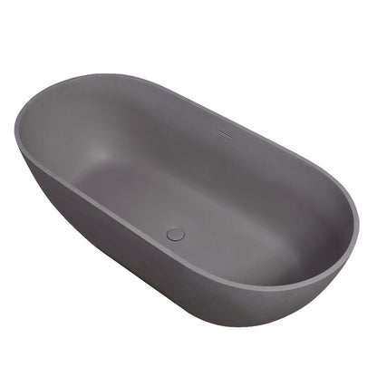 Elegant 63 inch solid surface bathtub with ergonomic features