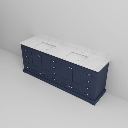 Elegant 84 inch freestanding double sink bathroom vanity in blue