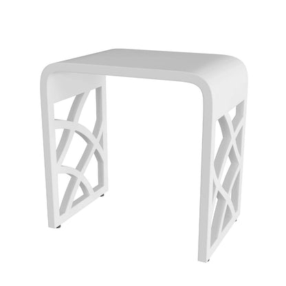 Elegant Matte White Solid Surface Shower Stool for Bathroom Use