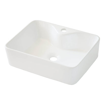 Elegant ceramic sink with curved rear faucet platform