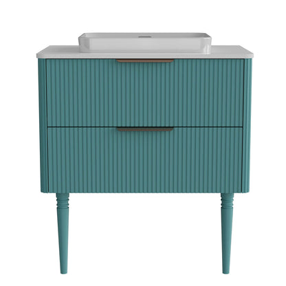 Elegant conical leg vanity with soft close storage drawers