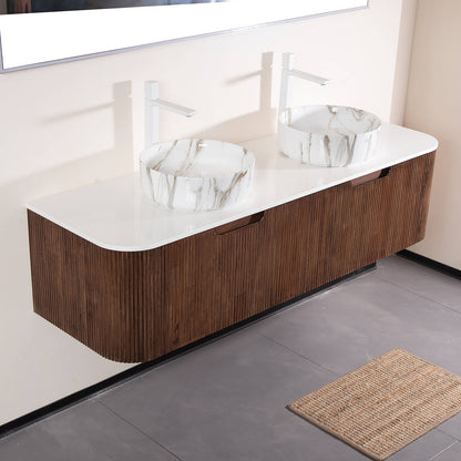 Elegant floating vanity in contemporary bathroom
