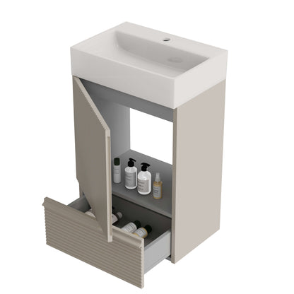 Elegant fluted design in soft gray for a modern bathroom look