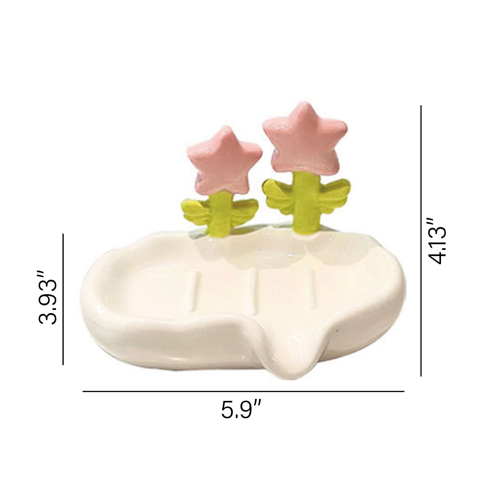 Ceramic Flower Shaped Soaps Dish holder with Self Draining Soap Dish for Shower Bathroom