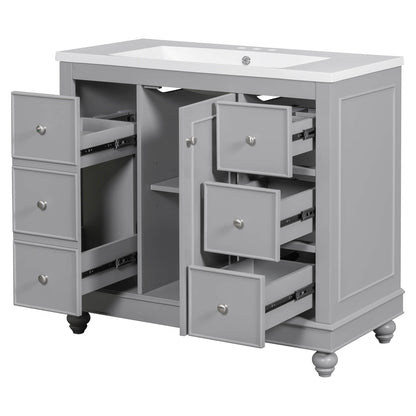 Elegant design with functional storage in a gray bathroom vanity