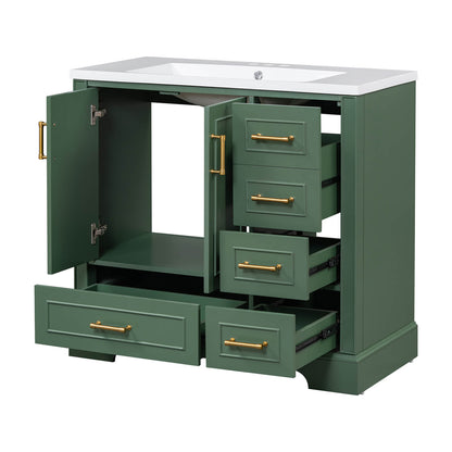 Elegant green bathroom vanity with resin sink for modern homes