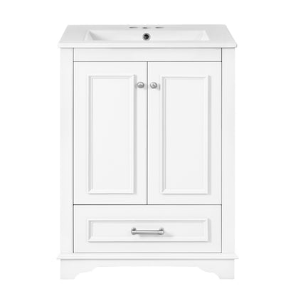 Elegant white bathroom cabinet with ceramic sink