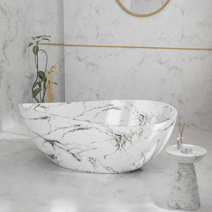 Elegant white bathtub with flowing wave-inspired design