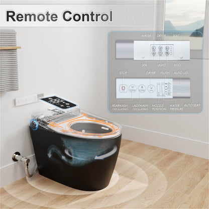 Elongated One-Piece Floor Mounted Smart Toilet with Remote Control