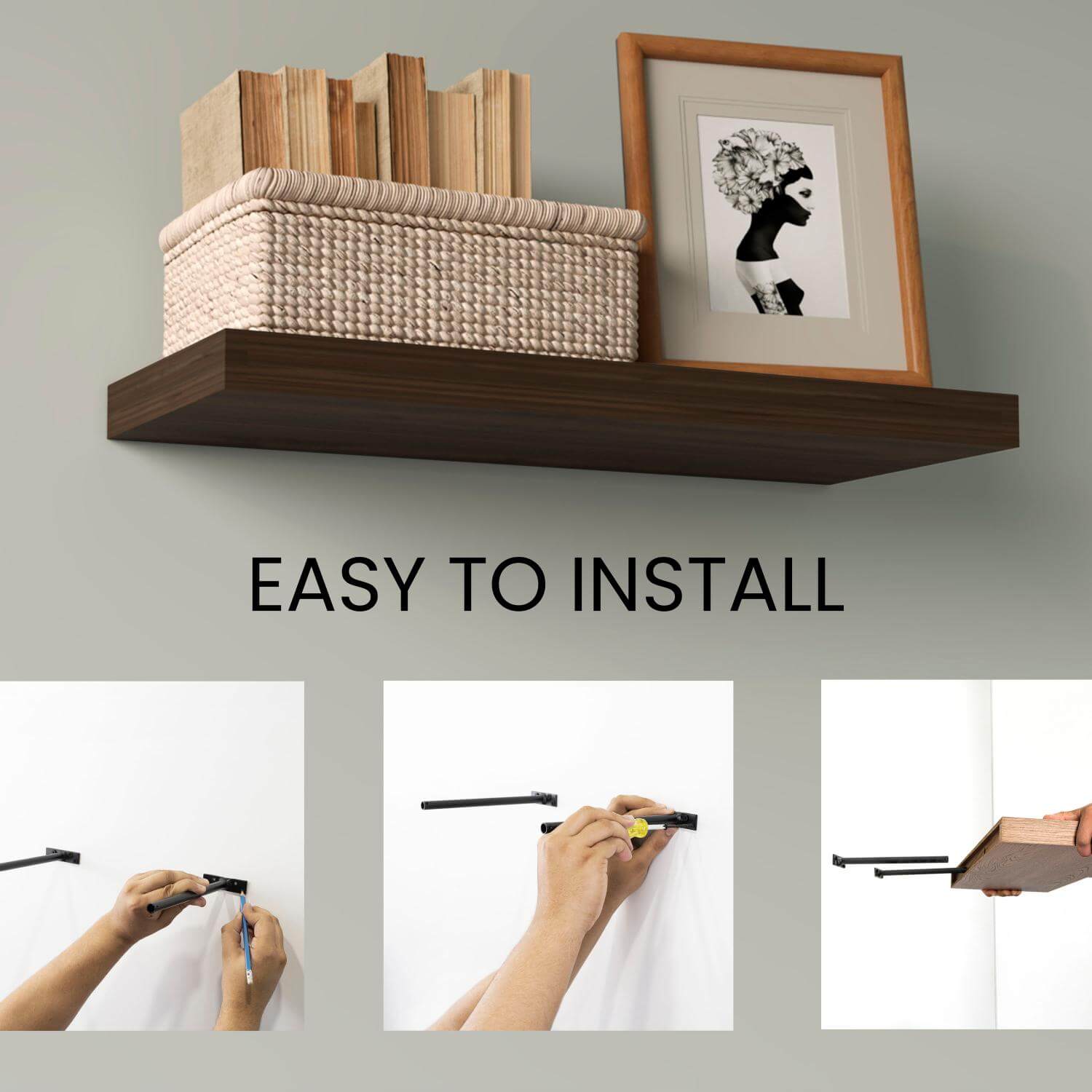 31.5" Dark Oak Floating Shelf for Bathroom Storage (Set of 2)