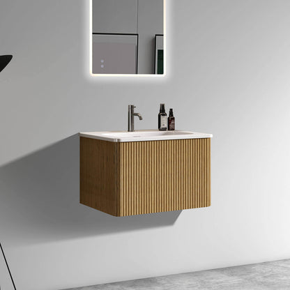 Family-friendly bathroom cabinet with rounded corners and ceramic sink