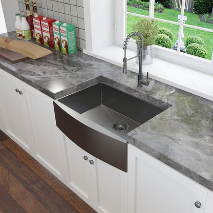 30&quot; Farmhouse Kitchen Sink 16 Gauge Stainless Steel Single Bowl Sink with Bottom Grid and Strainer