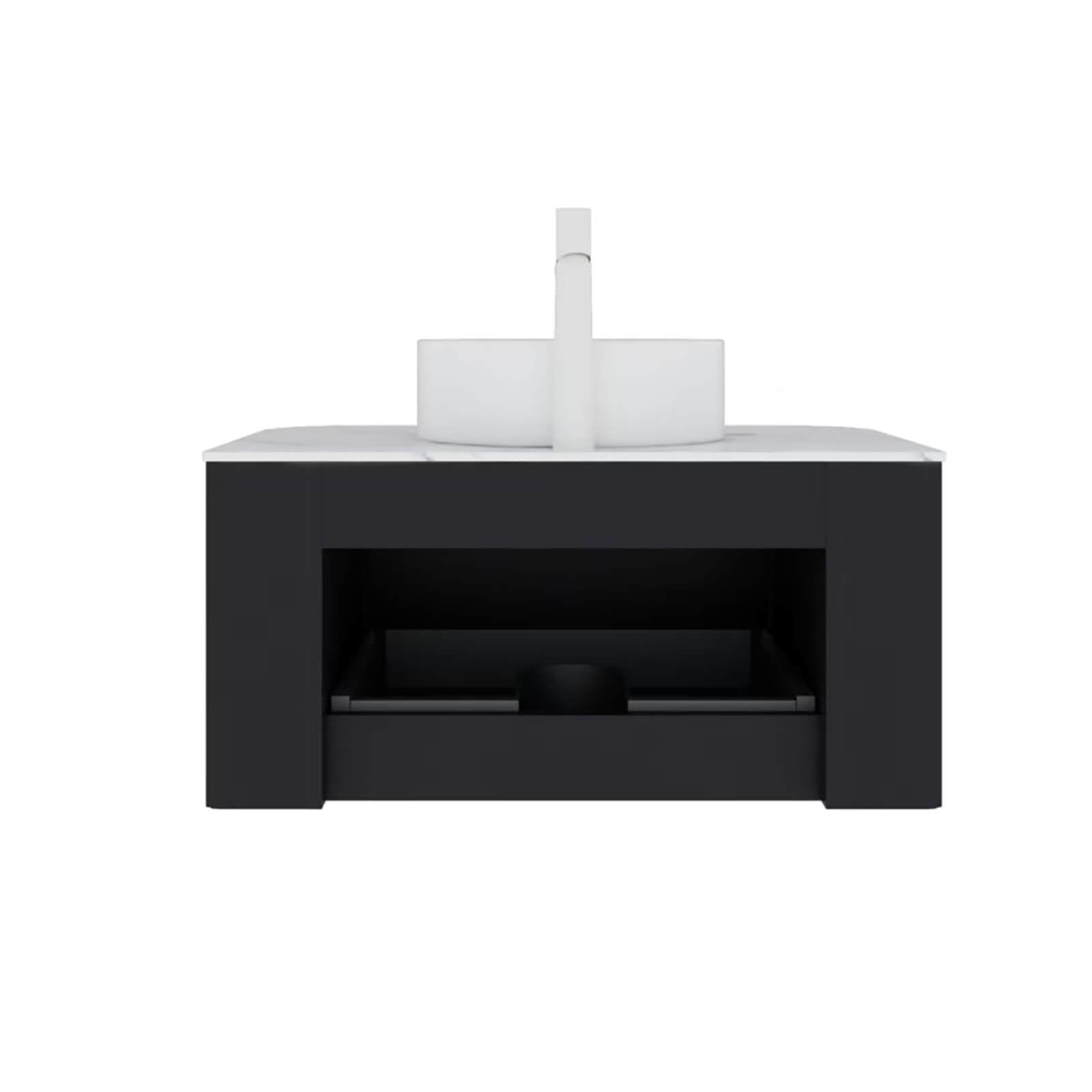 Floating black vanity for small or modern bathrooms