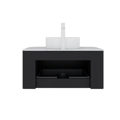Floating black vanity for small or modern bathrooms