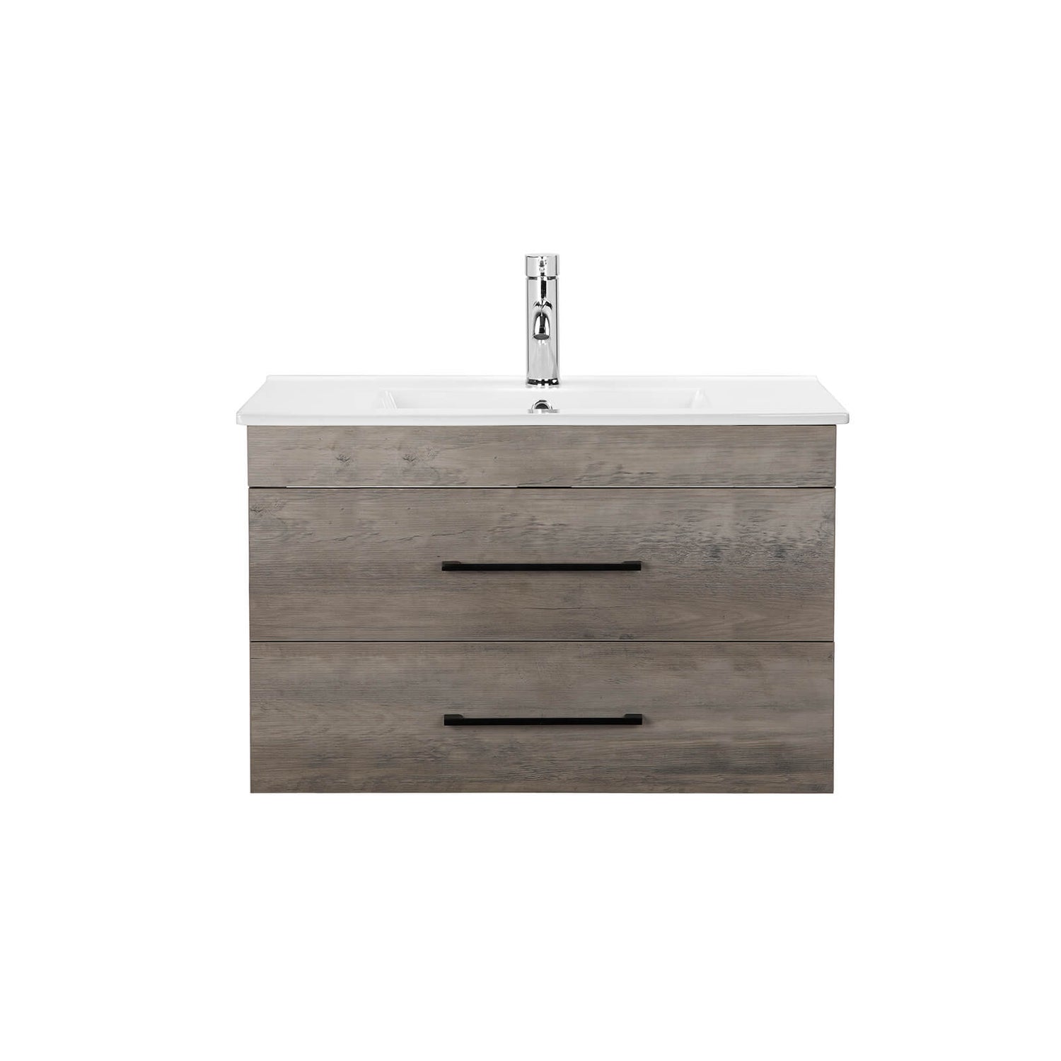 Floating vanity design creates spacious minimalist bathroom