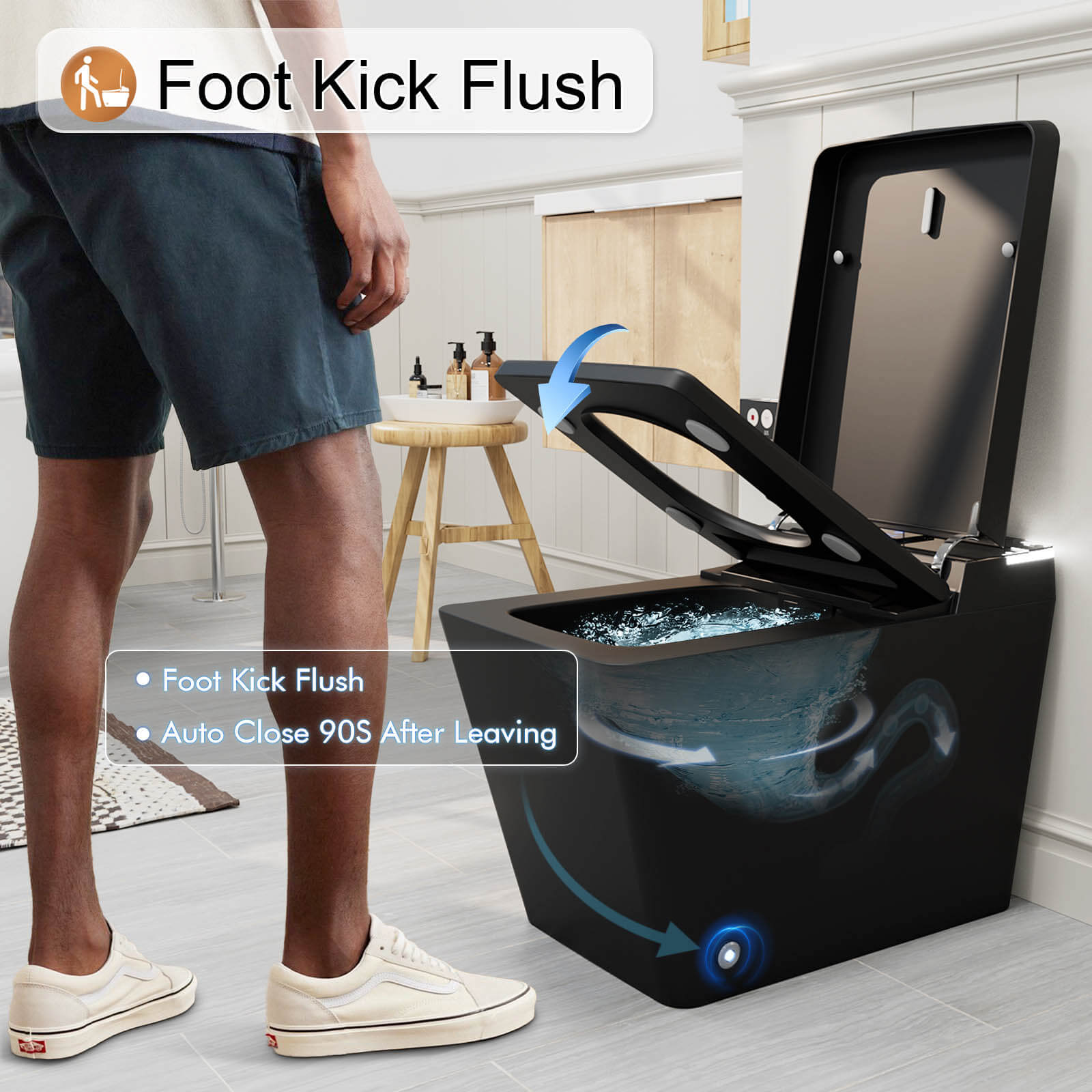 Floor Mounted Auto flushing Square Smart Toilet